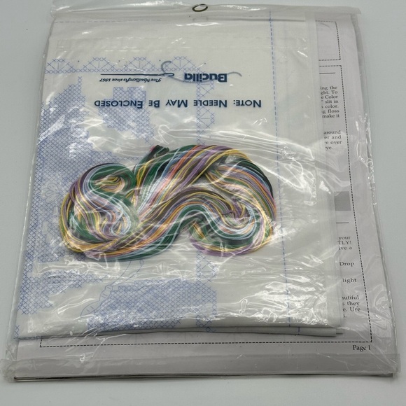 Vintage Bucilla 33320 Butterflies & Flower Cross Stitch Pillow 16” x 16” Kit New - Picture 2 of 2